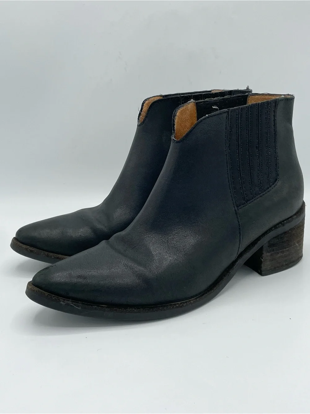 Madewell Jonie Black Leather Western Ankle Boots